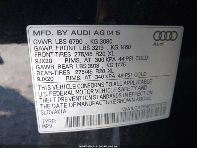 2015 AUDI Q7 WA1LGAFE8FD022972 Photo 8