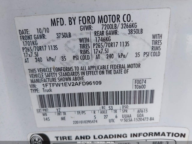 2010 FORD F-150 1FTFW1EV2AFD96109 Photo 8