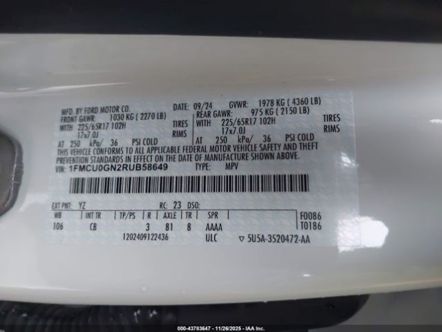 2024 FORD ESCAPE 1FMCU0GN2RUB58649 Photo 8