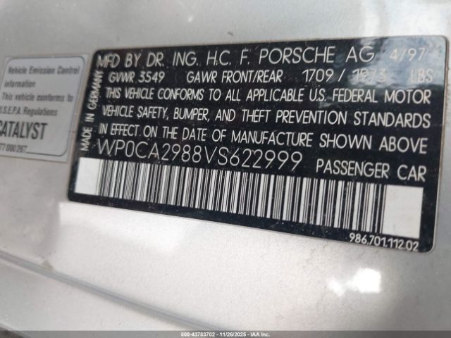 1997 PORSCHE BOXSTER WP0CA2988VS622999 Photo 8