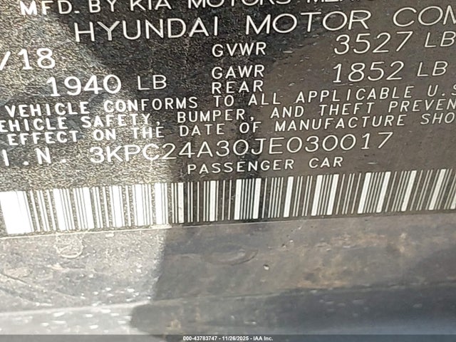 3KPC24A30JE030017 Hyundai Accent Sel