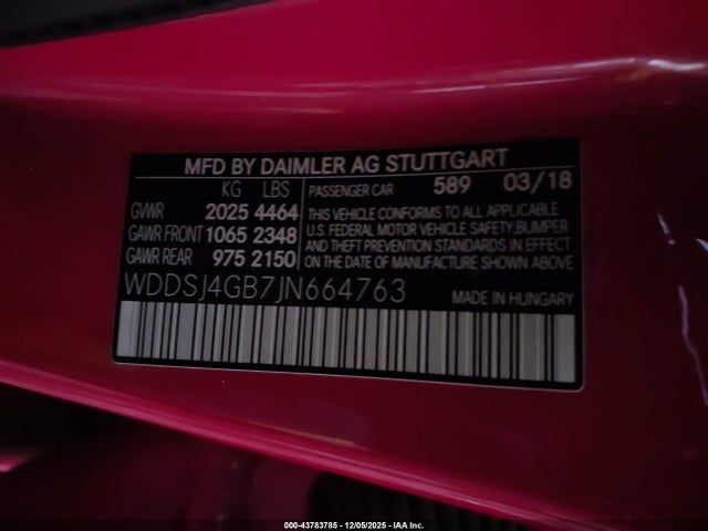 Auction sale of the 2018 Mercedes-benz Cla 250 4matic, vin: WDDSJ4GB7JN664763, lot number: 43783785