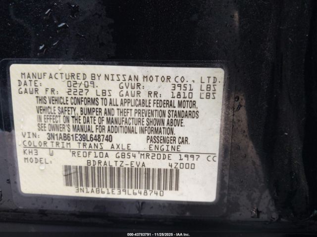 2009 NISSAN SENTRA 3N1AB61E39L648740 Photo 8