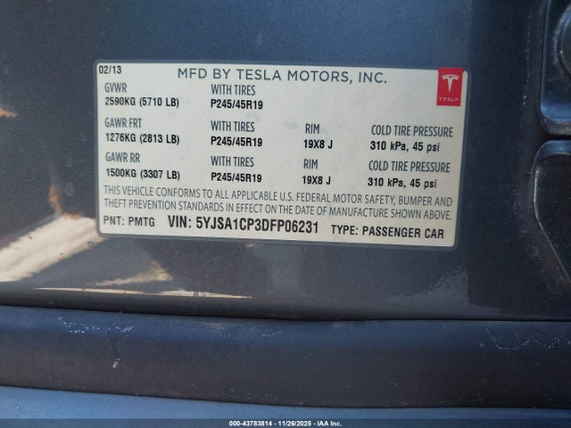 2013 TESLA MODEL S 5YJSA1CP3DFP06231 Photo 8