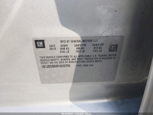 2015 CHEVROLET SONIC 1G1JC5SG8F4202789 Photo 8