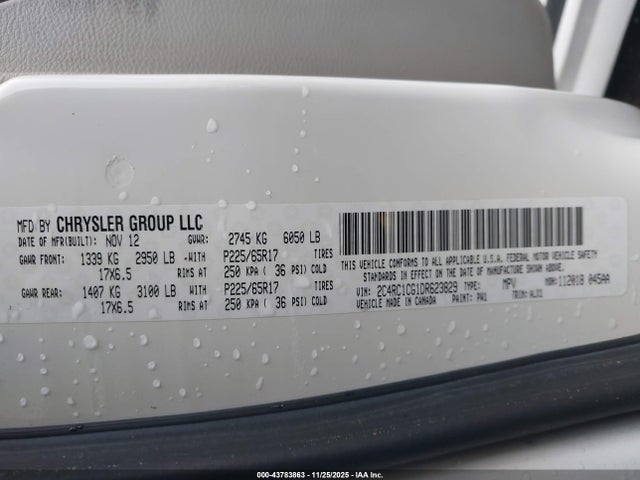 Aukcja sprzedaży 2013 Chrysler Town & Country Touring-l, vin: 2C4RC1CG1DR623829, numer aukcji: 43783863