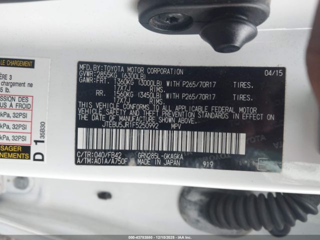 2015 TOYOTA 4RUNNER JTEBU5JR1F5250992 Photo 8