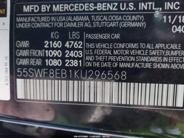 2019 MERCEDES-BENZ C 300 55SWF8EB1KU296568 Photo 8