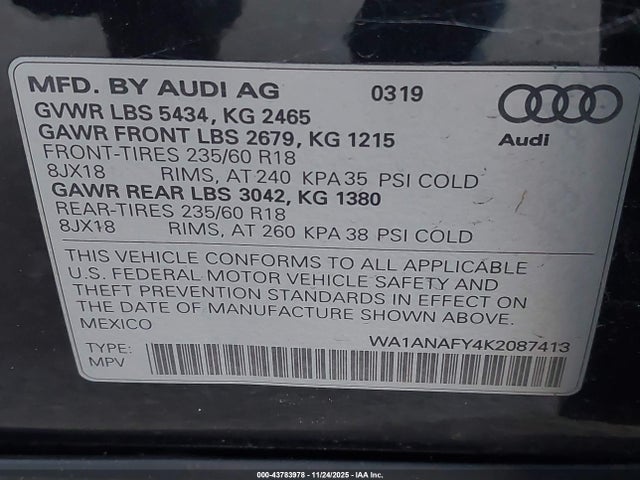 2019 AUDI Q5 WA1ANAFY4K2087413 Photo 8
