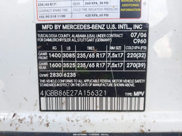 2007 MERCEDES-BENZ ML 350 4JGBB86E27A156321 Photo 8