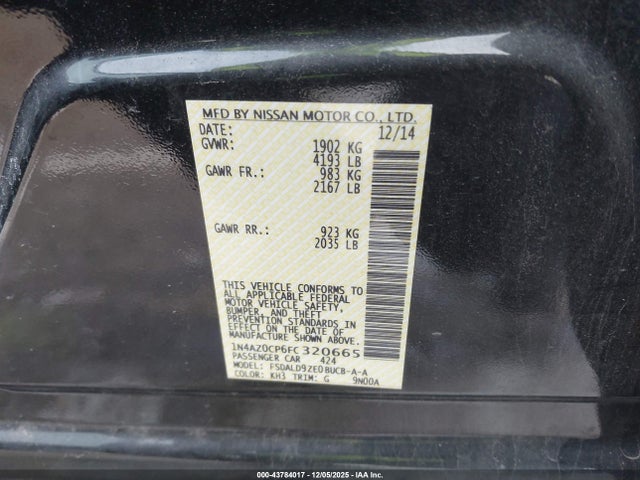 1N4AZ0CP6FC320665 Nissan LEAF SV