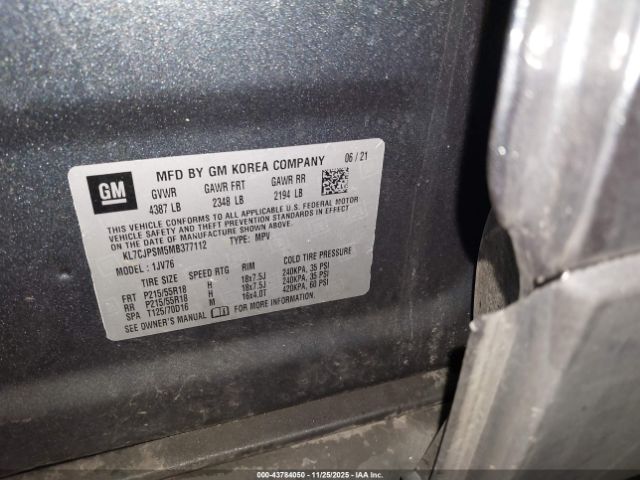 2021 CHEVROLET TRAX KL7CJPSM5MB377112 Photo 8