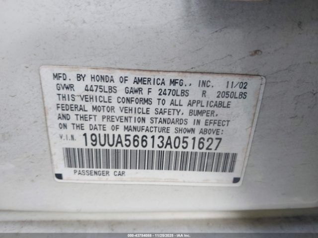 2003 ACURA TL 19UUA56613A051627 Photo 8