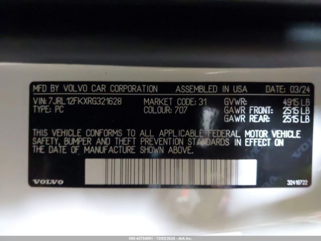 2024 VOLVO S60 7JRL12FKXRG321628 Photo 8