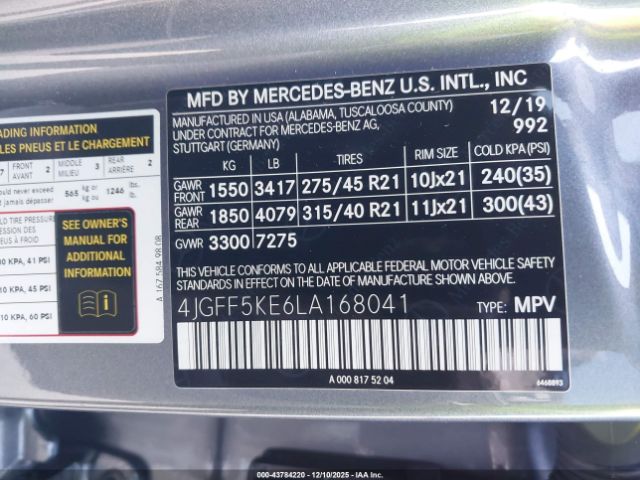 2020 MERCEDES-BENZ GLS 450 4JGFF5KE6LA168041 Photo 8