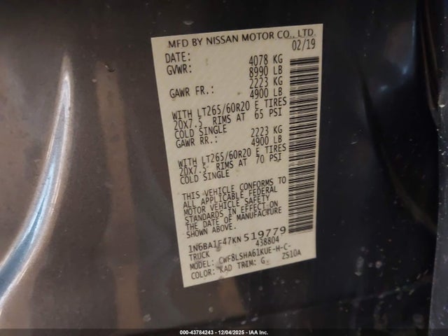2019 NISSAN TITAN XD 1N6BA1F47KN519779 Photo 8