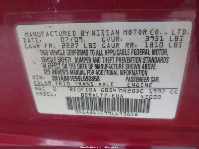 2009 NISSAN SENTRA 3N1AB61E99L693858 Photo 8