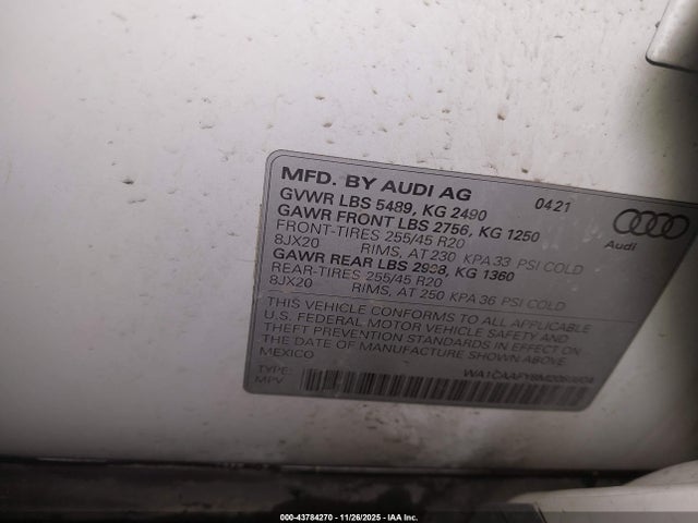 2021 AUDI Q5 WA1CAAFY8M2089804 Photo 8