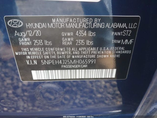 2021 HYUNDAI SONATA 5NPEH4J25MH065991 Photo 8