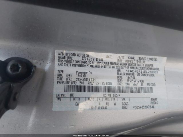 2014 FORD FOCUS 1FADP3F21EL218063 Photo 8