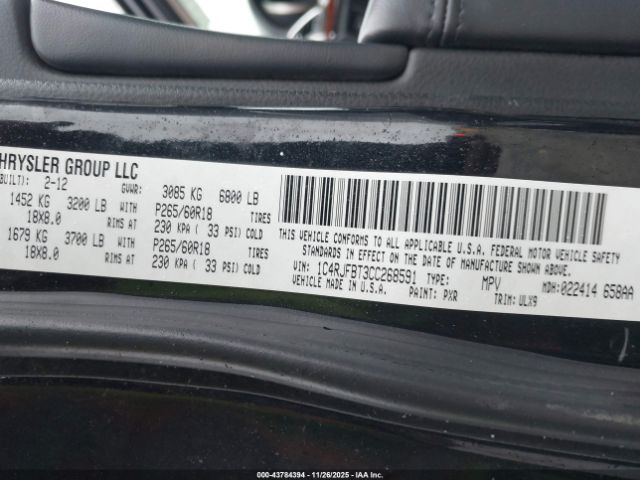 2012 JEEP GRAND CHEROKEE 1C4RJFBT3CC268591 Photo 8