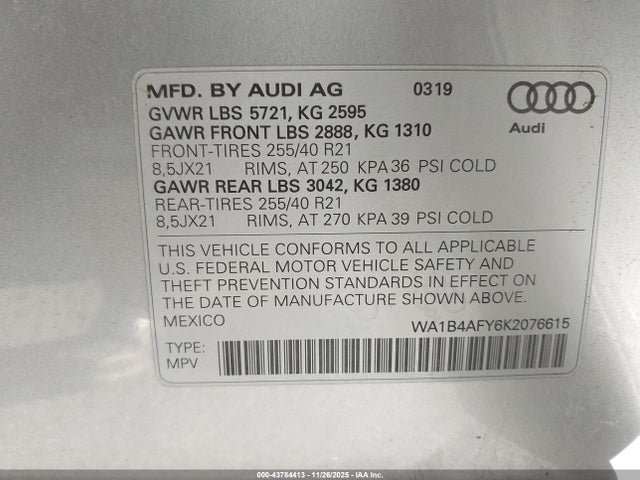 2019 AUDI SQ5 WA1B4AFY6K2076615 Photo 8