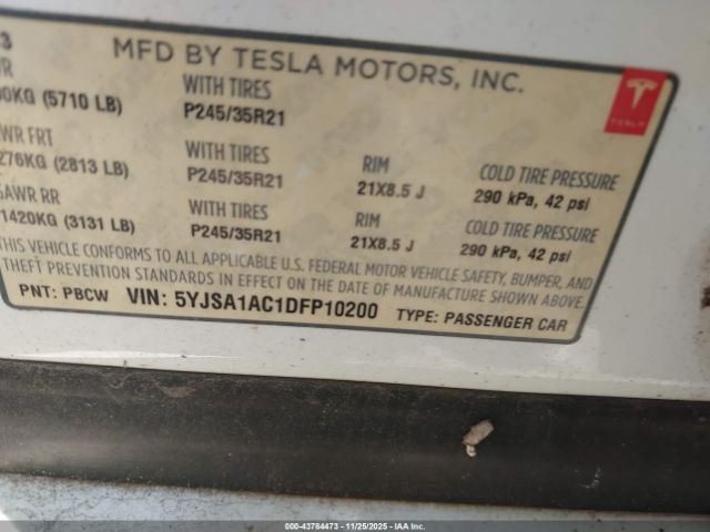 2013 TESLA MODEL S 5YJSA1AC1DFP10200 Photo 8