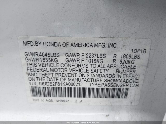 2019 ACURA ILX 19UDE2F81KA000213 Photo 8