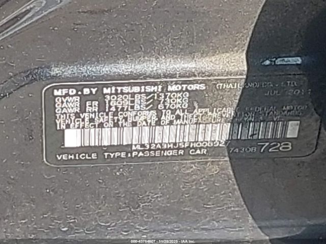 2015 MITSUBISHI MIRAGE ML32A3HJ5FH006927 Photo 8