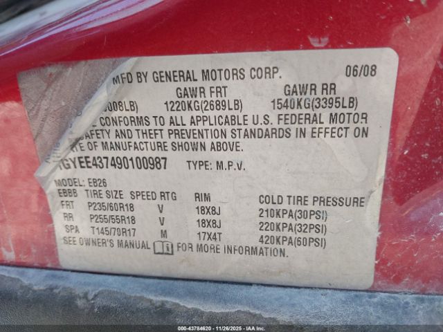 2009 CADILLAC SRX 1GYEE437490100987 Photo 8