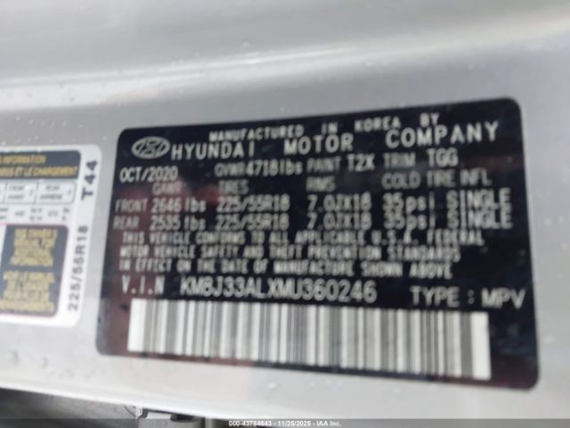 2021 HYUNDAI TUCSON KM8J33ALXMU360246 Photo 8