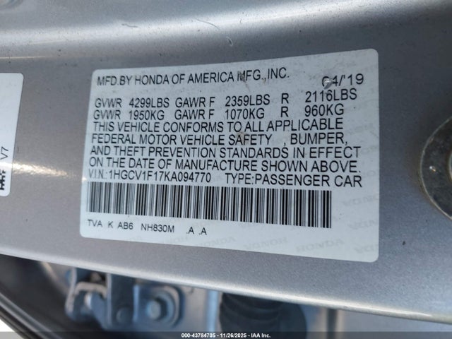 1HGCV1F17KA094770 Honda ACCORD LX