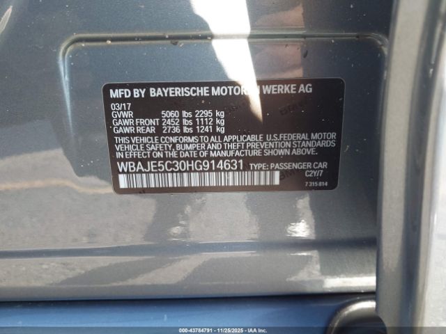 2017 BMW 540I WBAJE5C30HG914631 Photo 8