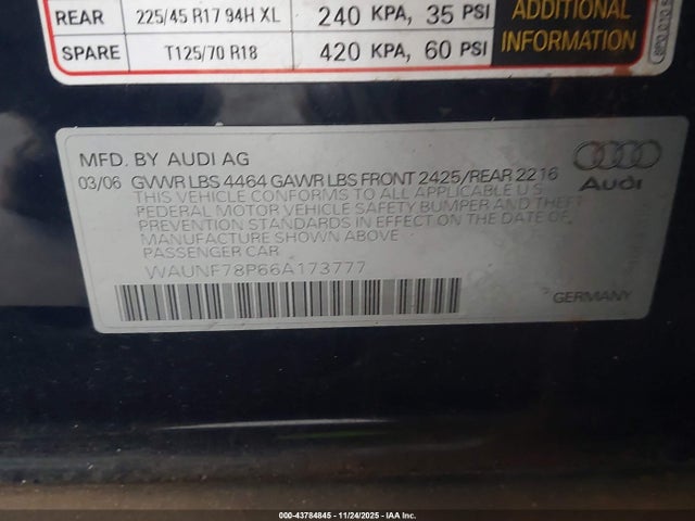 2006 AUDI A3 WAUNF78P66A173777 Photo 8