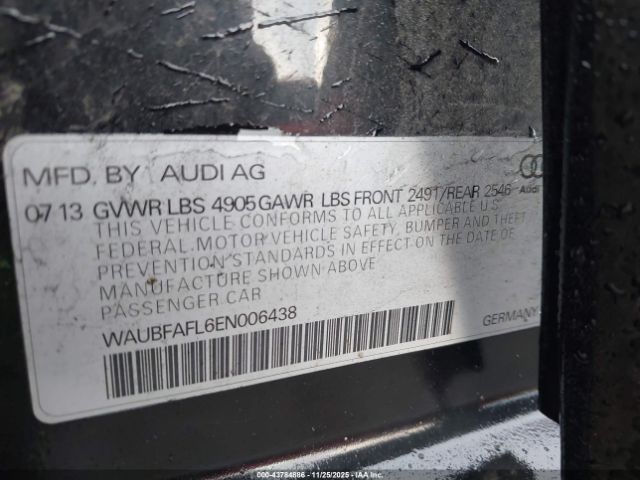 2014 AUDI A4 WAUBFAFL6EN006438 Photo 8