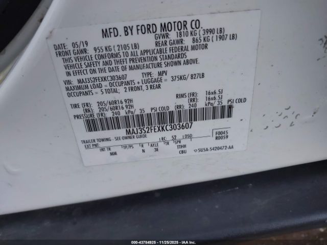 2019 FORD ECOSPORT MAJ3S2FEXKC303607 Photo 8