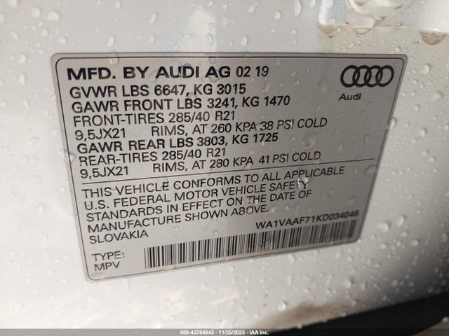 2019 AUDI Q7 WA1VAAF71KD034046 Photo 8