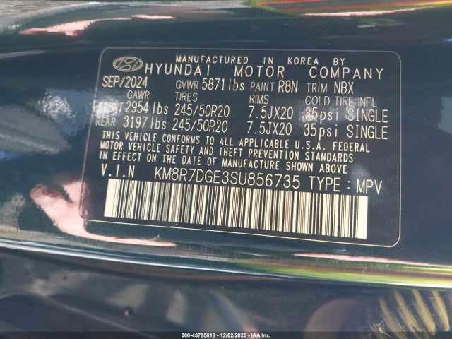 Hyundai Palisade Calligraphy 2025 KM8R7DGE3SU856735 Image 9