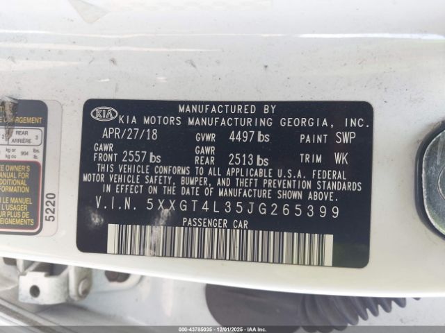 2018 KIA OPTIMA 5XXGT4L35JG265399 Photo 8