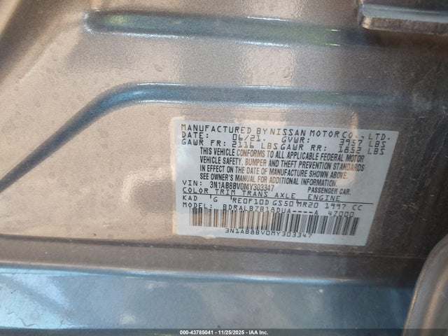 3N1AB8BV0MY303347 Nissan Sentra S Xtronic Cvt