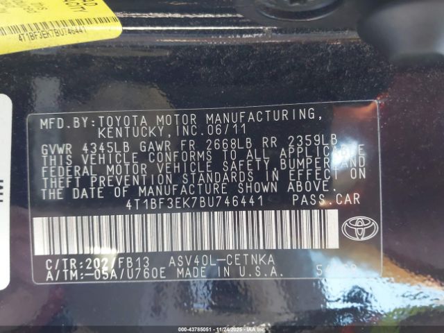 2011 TOYOTA CAMRY 4T1BF3EK7BU746441 Photo 8