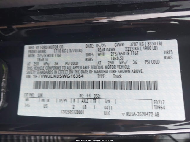 1FTVW3LK0SWG16364 Ford F-150 Lightning Xlt