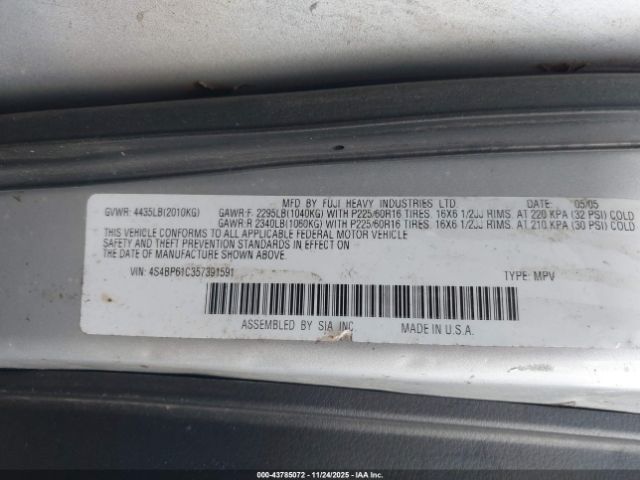2005 SUBARU OUTBACK 4S4BP61C357391591 Photo 8