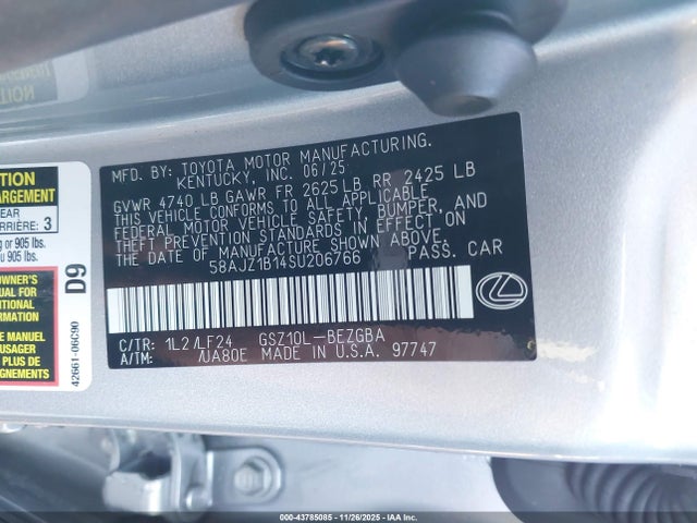 58AJZ1B14SU206766 Lexus Es 350 F Sport Handling