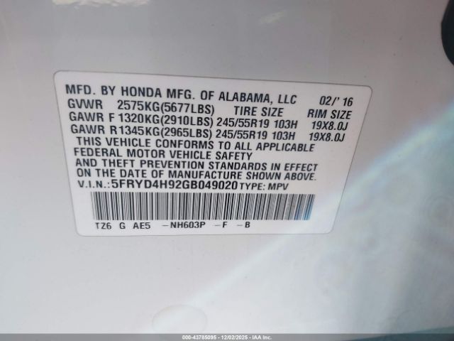 2016 ACURA MDX 5FRYD4H92GB049020 Photo 8