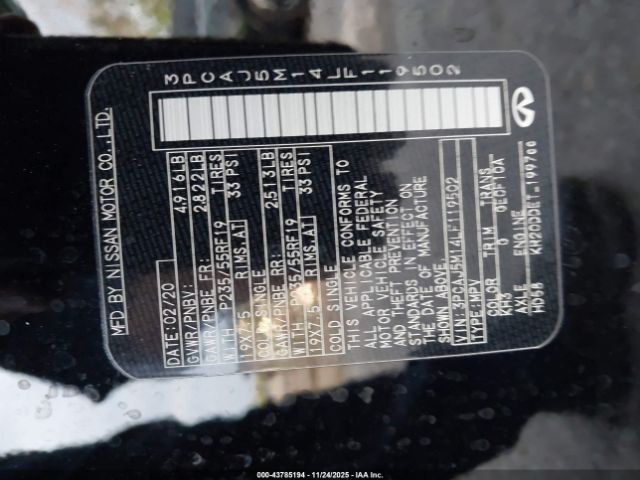 2020 INFINITI QX50 3PCAJ5M14LF119502 Photo 8