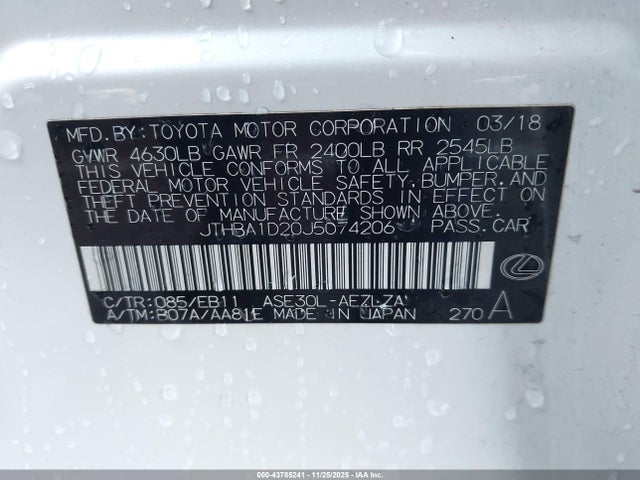 JTHBA1D20J5074206 Lexus IS 300