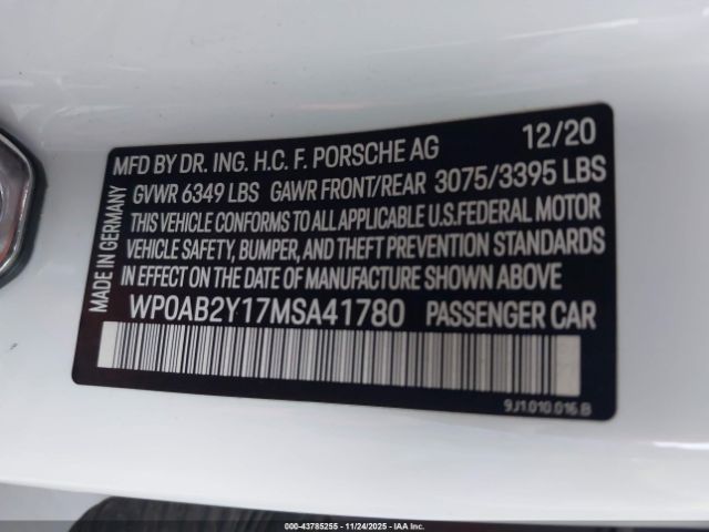 2021 PORSCHE TAYCAN WP0AB2Y17MSA41780 Photo 8