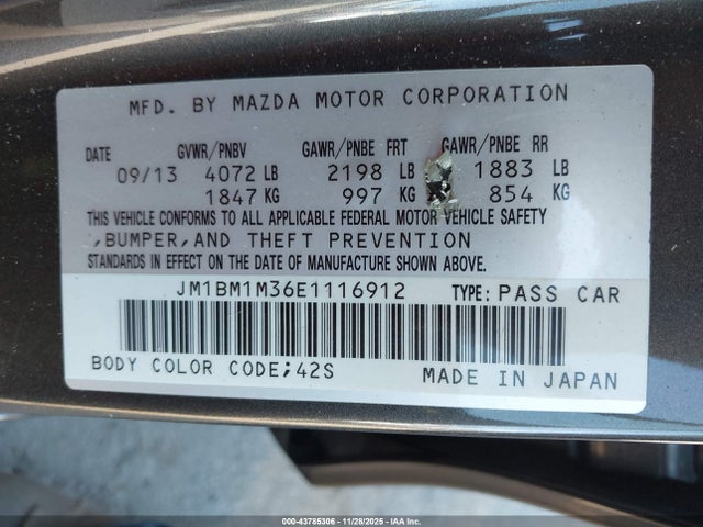 JM1BM1M36E1116912 Mazda Mazda3 S Grand Touring