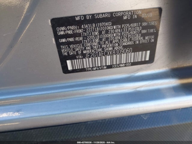 Продаж на аукціоні авто 2019 Subaru Crosstrek 2.0i Premium, vin: JF2GTAECXK8309060, номер лоту: 43785338